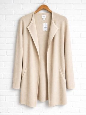 J.Crew Factory Sweater Cardigan Blazer Juliette Style Open Front Tan NWT Size XS